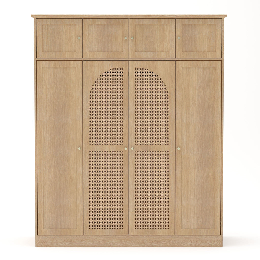 8 Door Armoire Wardrobe With Adjustable Shelves And Hanging Rod