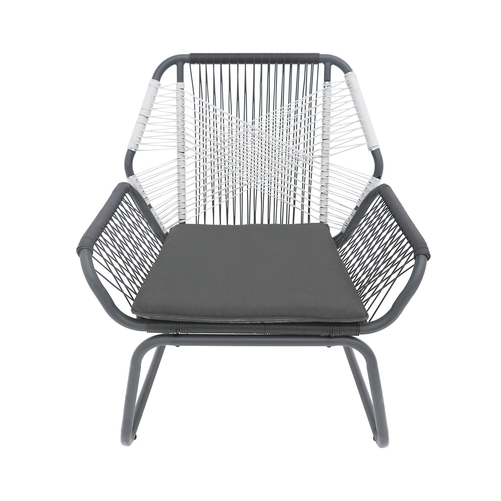 Set of 2 Woven Rattan Outdoor Club Chairs with Cushions