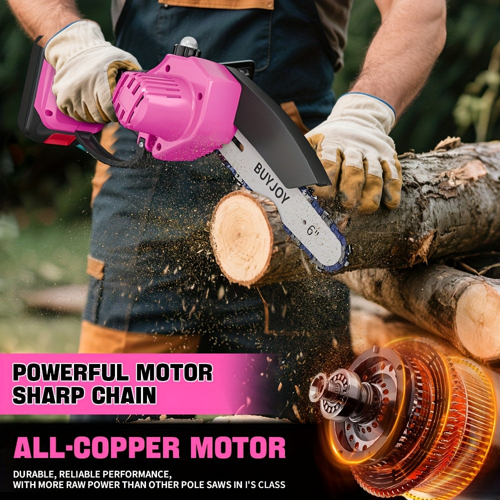 6-inch Cordless Lightweight Electric Landscaping Chainsaw w/ L-ion Battery, Chain And Fast Charger