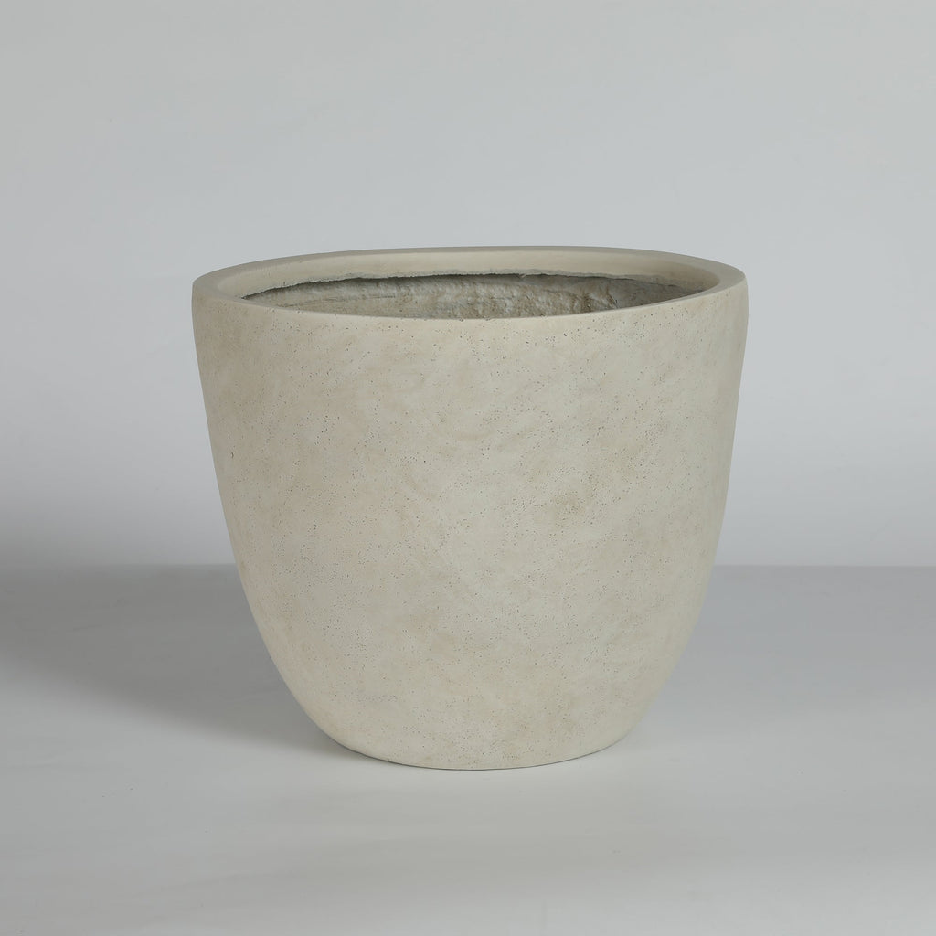 Round Concrete Planter Set of 2, Large Outdoor Indoor Handmade Rustic Decorative Planter Pots with Drainage Holes