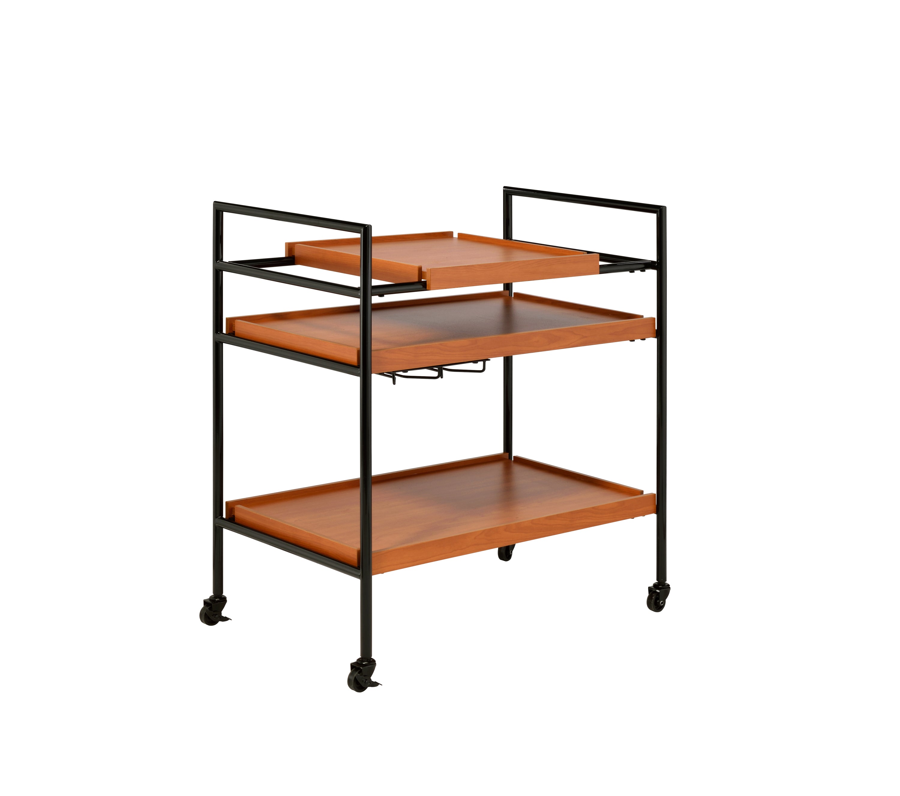Oaken Honey Oak & Black Finish Serving Cart