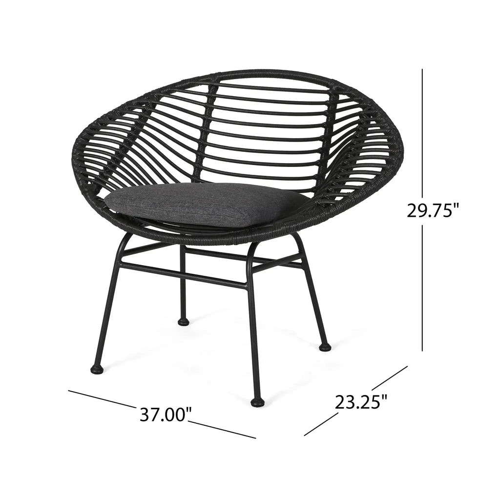 Cordella Outdoor Woven Wicker Chairs with Cushions Set of 2