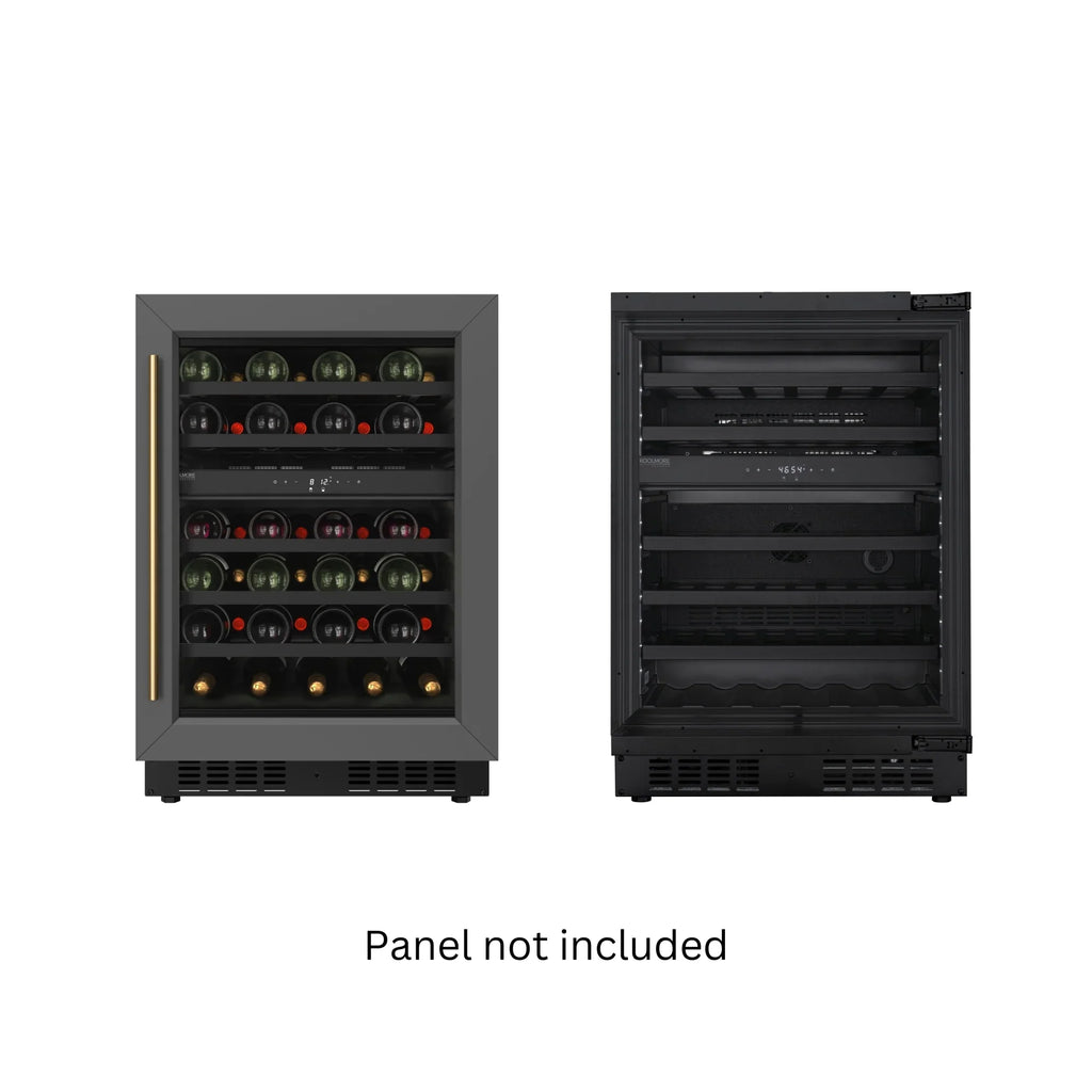 KoolMore Reserve 24 in. Under-Counter Panel Ready Dual Zone Built-in Wine Cooler and 45 Bottle Capacity in Black