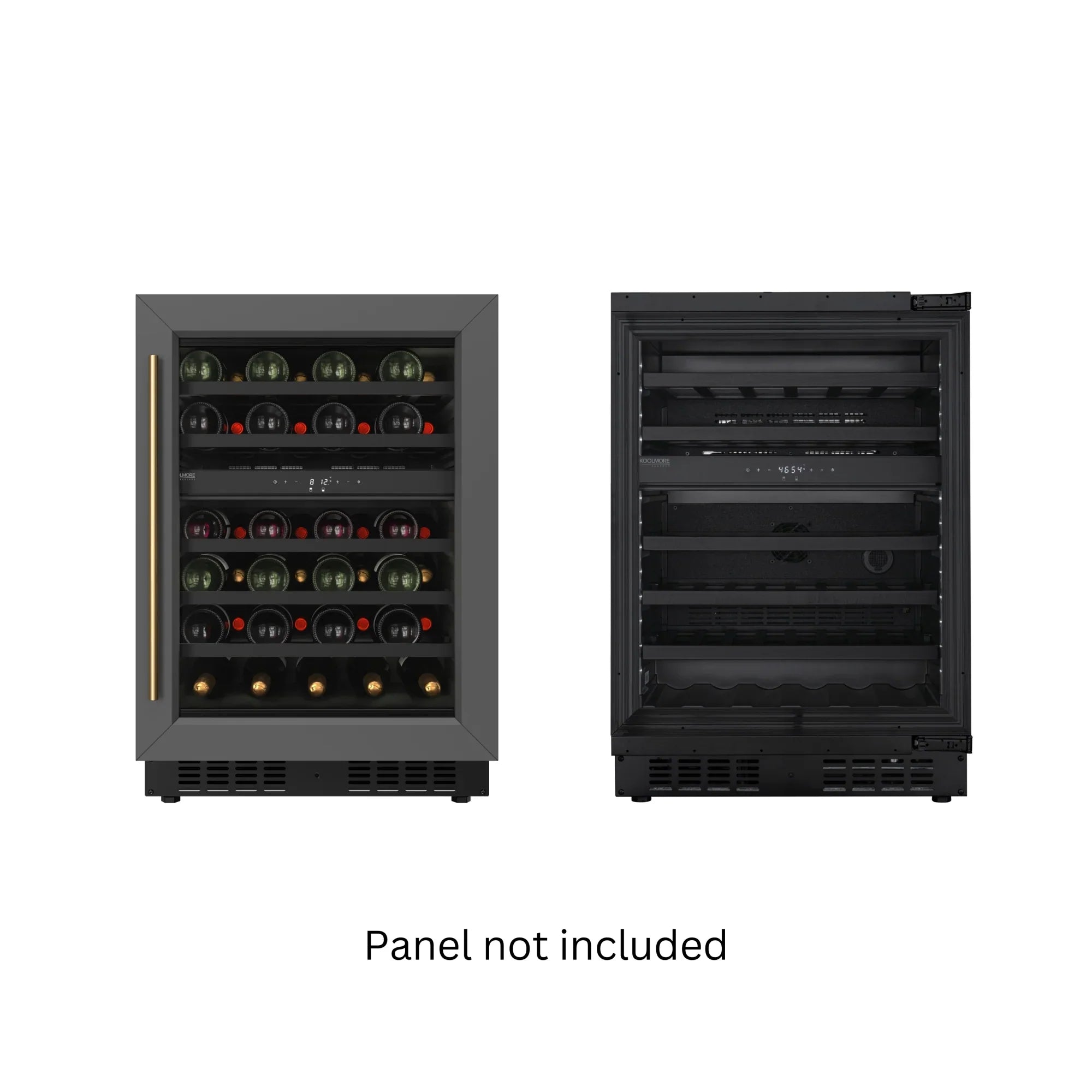 KoolMore Reserve 24 in. Under-Counter Panel Ready Dual Zone Built-in Wine Cooler and 45 Bottle Capacity in Black