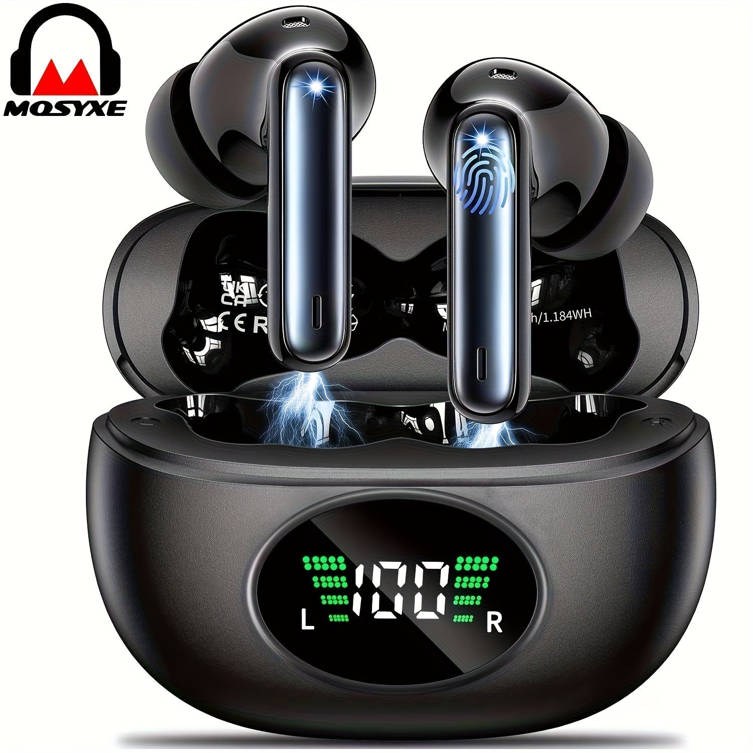 Bluetooth Earphones, Bluetooth Earbuds, In Ear Earphones, Wireless Earphones, with LED Power Display Charging Case, Bluetooth 5.4 Earphones, True Wireless Bluetooth Earphones, Playback Time Of 40 Hours, Wireless Noise Cancell