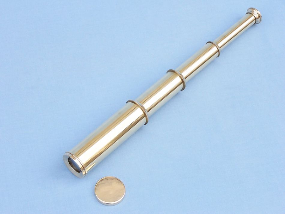 Deluxe Class Solid Brass Captain's Spyglass Telescope 15"" w/ Rosewood Box