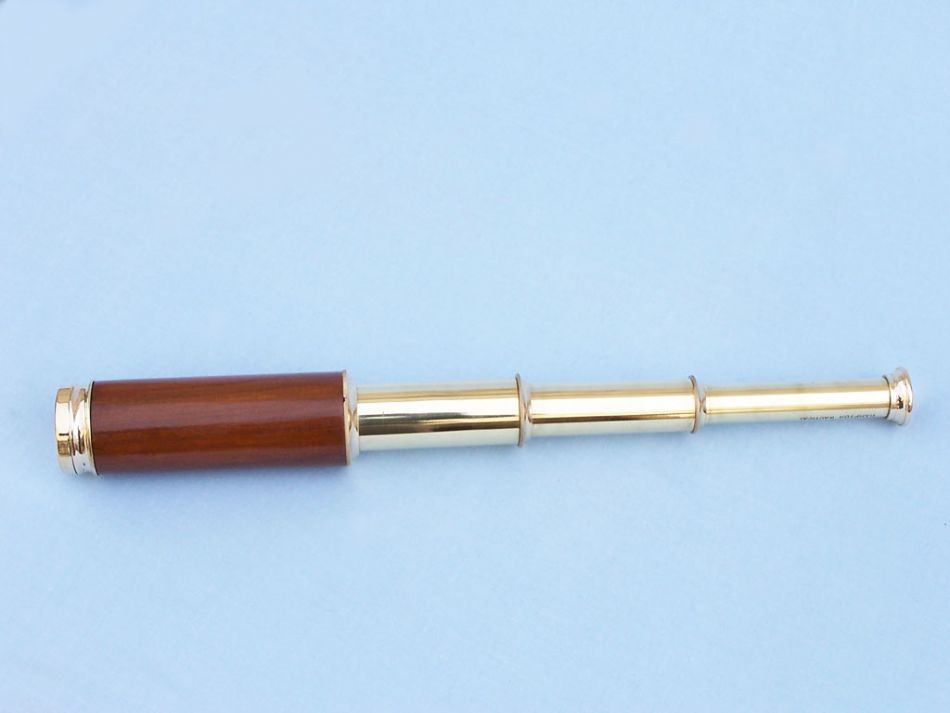 Deluxe Class Solid Brass - Wood Captain's Spyglass Telescope 15"" w/ Rosewood Box
