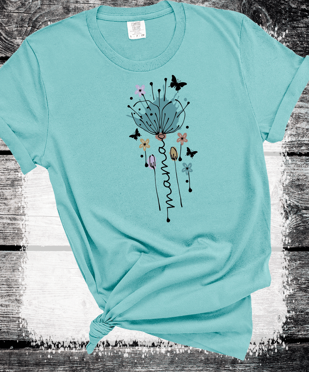 "MAMA in Bloom" Floral Graphic Tees for Beautiful Moms Gift