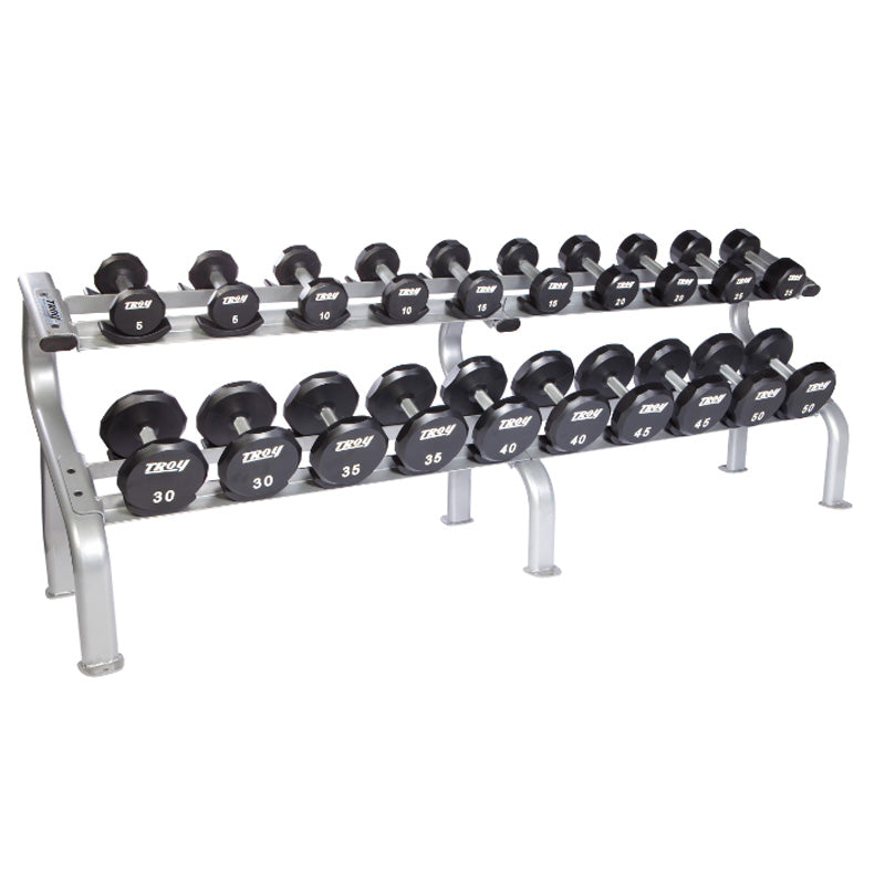 1550lb 12-Sided Rubber 55-100lb Dumbbell Set by Troy Barbell