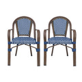 Bistro Chair With 2 Toned Checkered Pattern (Set of 2) - White / Navy