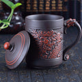 Chinese Embossed Dragon And Phoenix Tea Cup