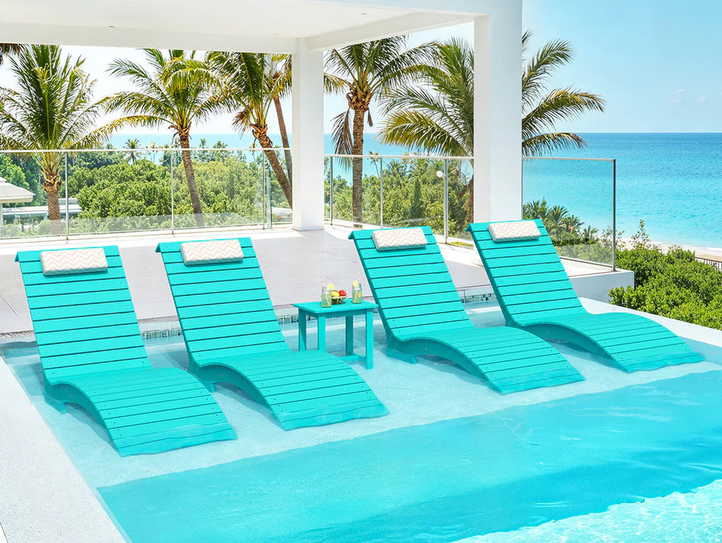 AquaCurve™ AquaWave In-Pool Chaise Lounge Chair and Table for Spacious Tanning Ledges