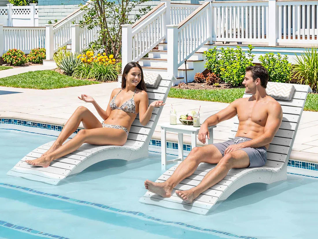 AquaCurve™ AquaWave In-Pool Chaise Lounge Chair and Table for Spacious Tanning Ledges