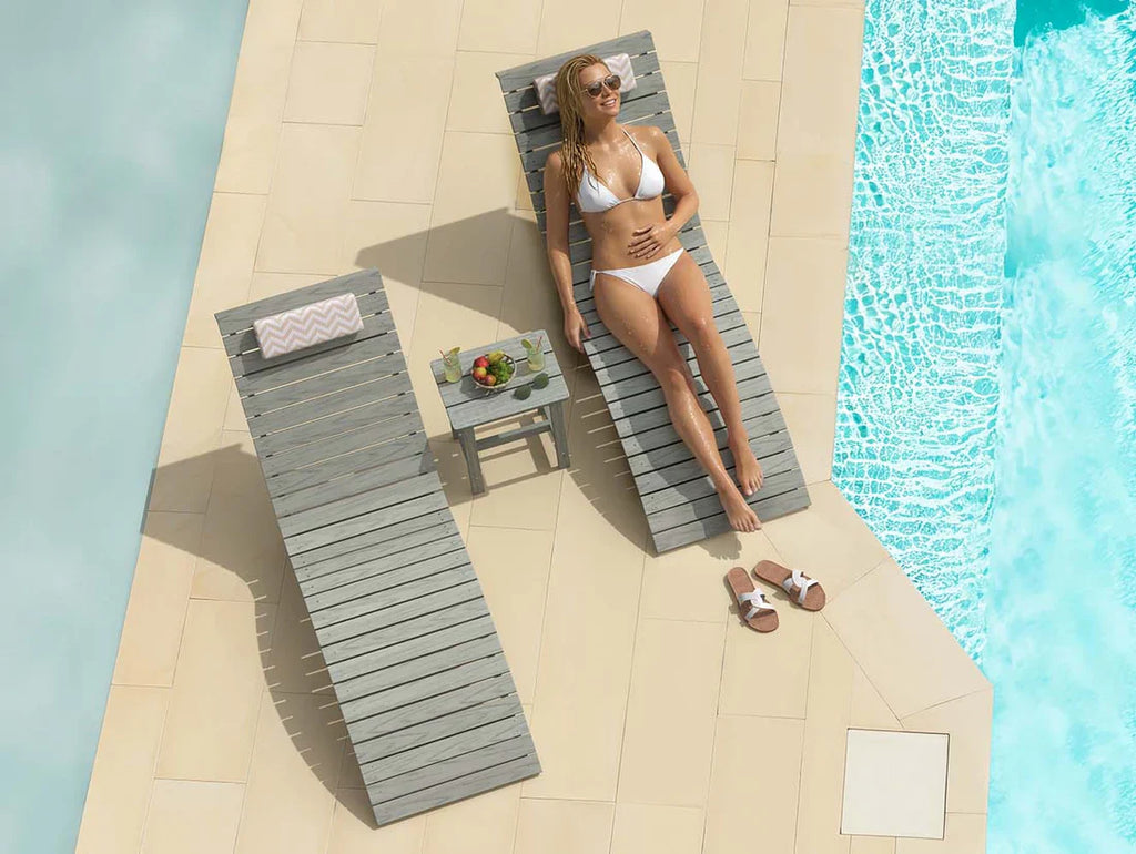 AquaCurve™ AquaWave In-Pool Chaise Lounge Chair and Table for Spacious Tanning Ledges