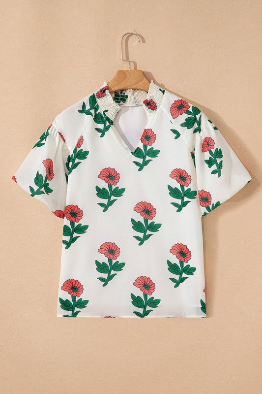 Briar Shirred Short Sleeve Blouse