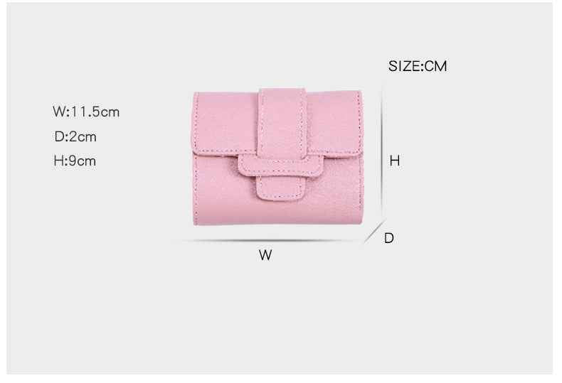 Pure Color Drawstring Tri-fold Ladies Purse Women's Coin Purse Clutch