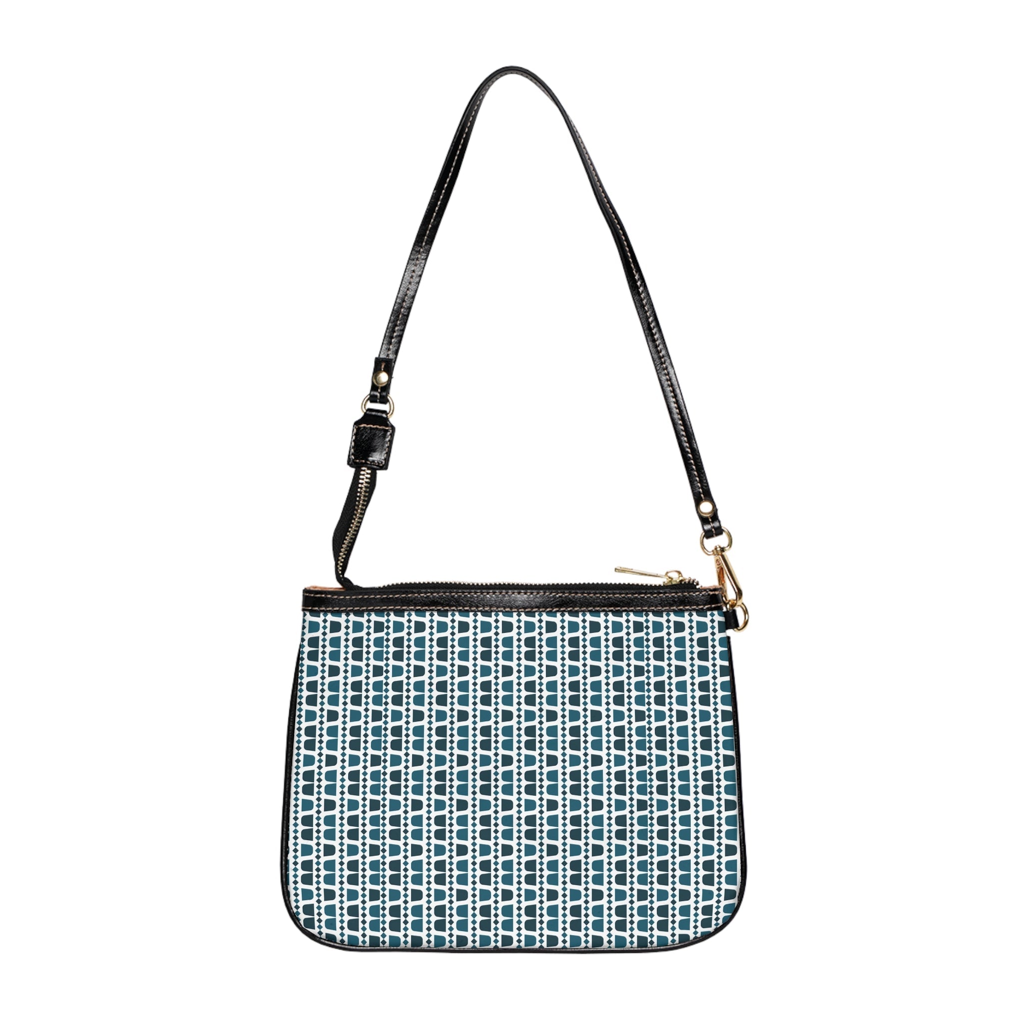 Blue and White Arabic Coffee Cups Shoulder Bag — Small Leather Crossbody Purse