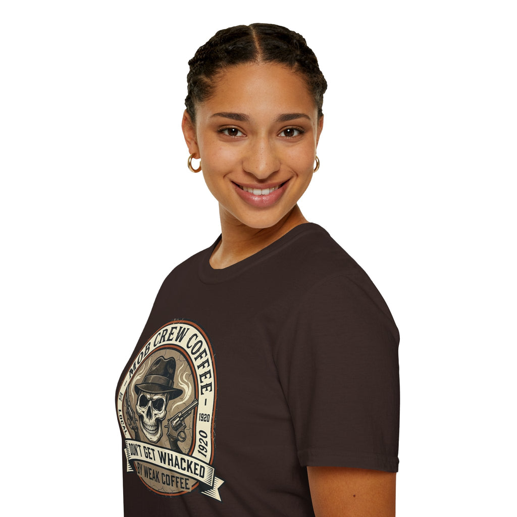 Mob Crew Don’t Get Whacked by Weak Coffee T-Shirt - Vintage Skull Roast Tee
