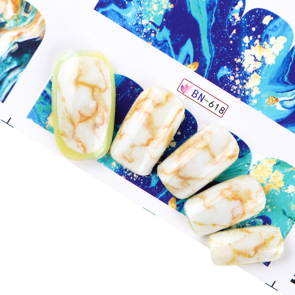 12 French Art Marbling Nail Enhancement Watermark Stickers Watercolor Black And White Texture Nail Stickers