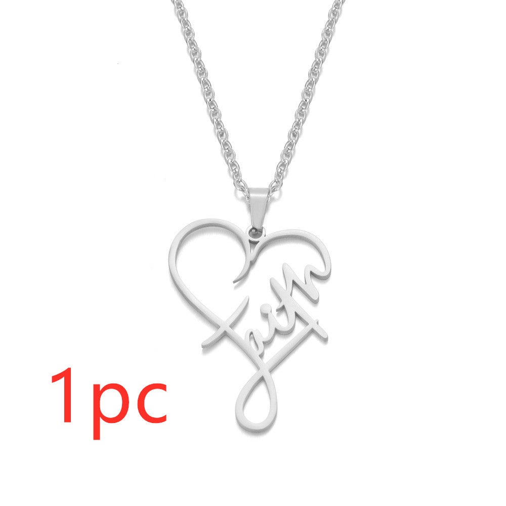 Heart of Faith Pendant Necklace - 925 Sterling Silver Religious Jewelry