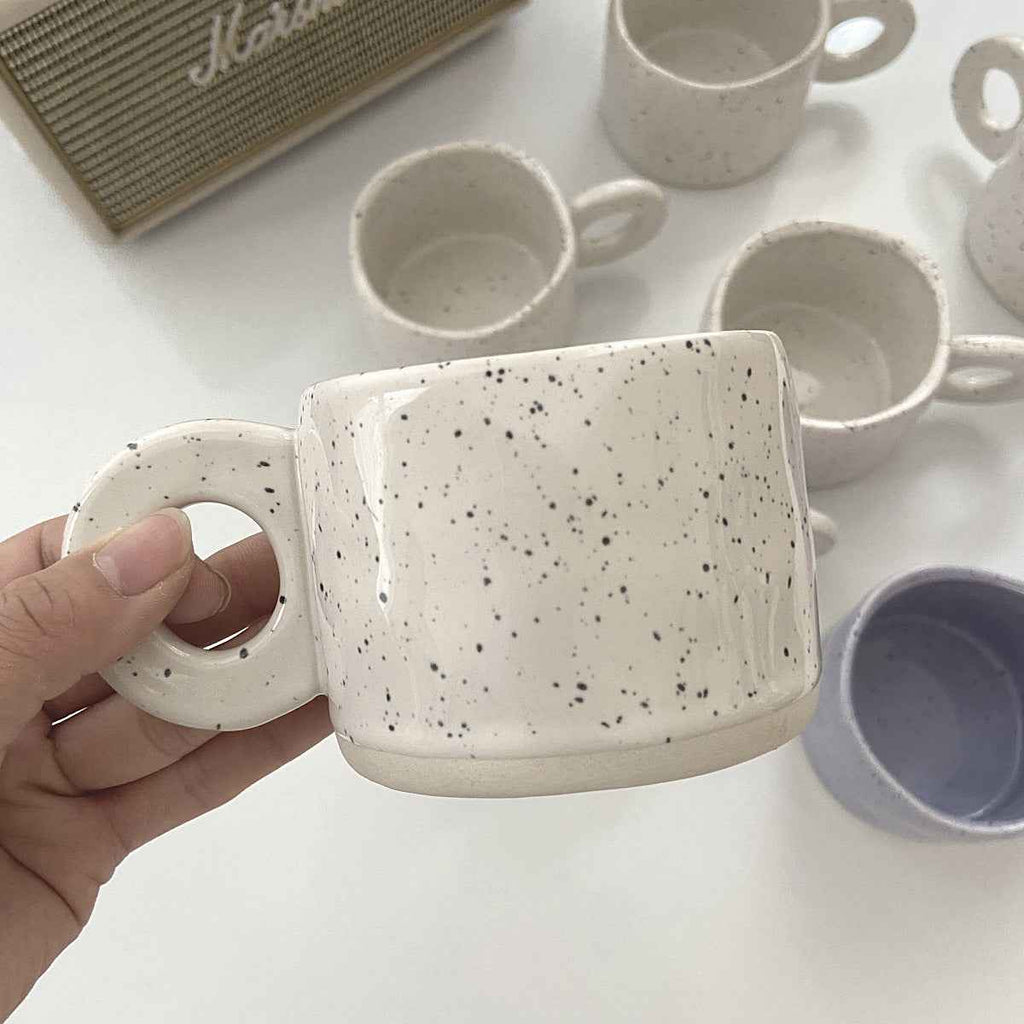 Ins Korean Style Mug Creative Retro Coffee Cup Handle Cup Breakfast Cup High-Value Water Cup Ceramic Cup Simple