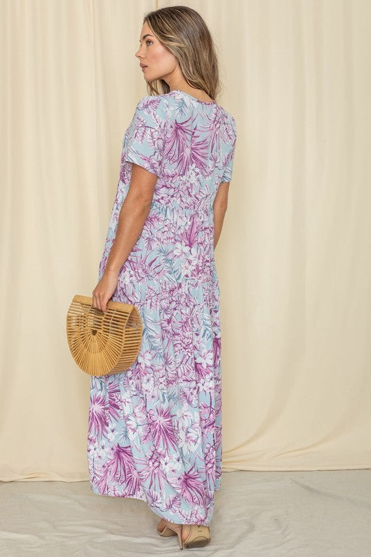 Tropical Tiered Flowy Maxi Dress Plus