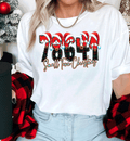 Custom Personalized Zip Code Small Town Christmas ~ Family Matching Shirts ~ Christmas Santa Shirts ~ Women's Kids Matching Comfort Colors shirts