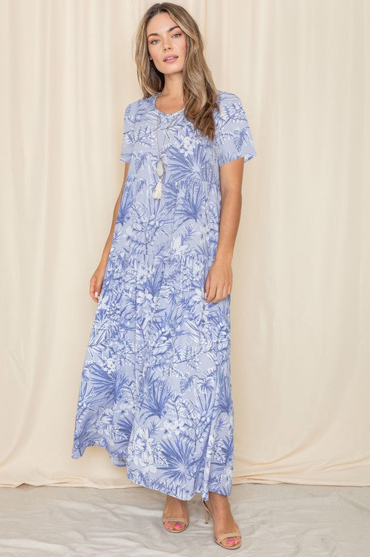 Tropical Tiered Flowy Maxi Dress Plus