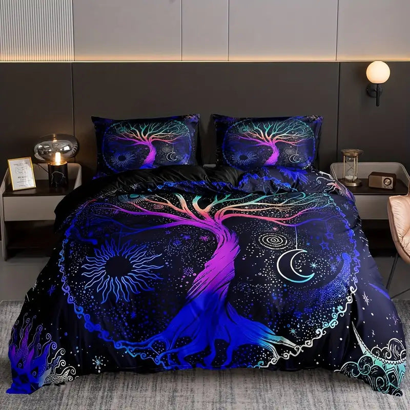 Tree Of Life Sun And Moon 3D Digital-Print Bedding