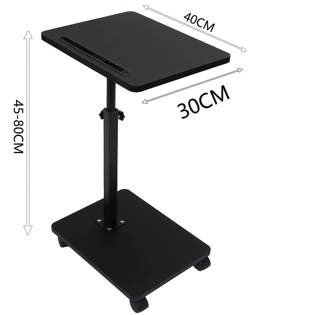 Adjustable Roller Movable Wood Table With Groove For Ipad F360 Rotating Tabletop Mobile Stand Home Office Tray Standing Rolling