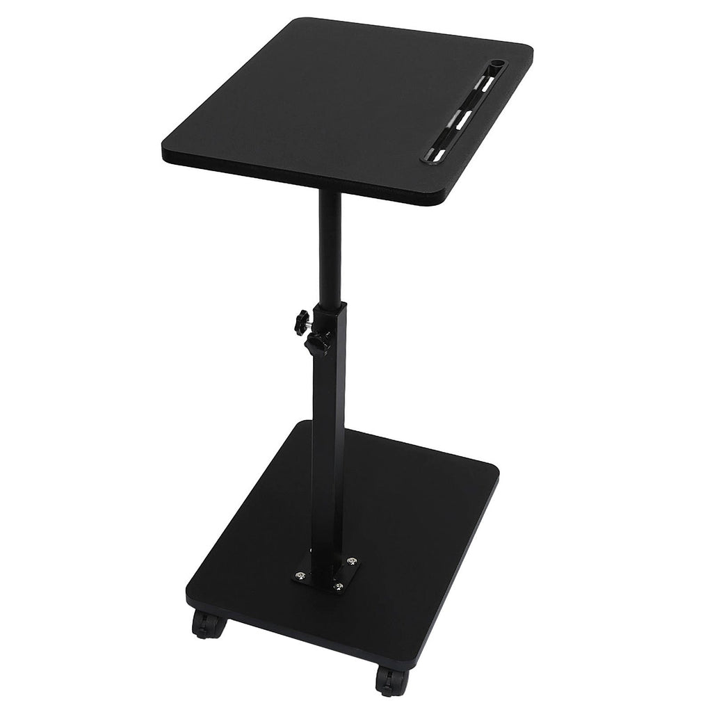 Adjustable Roller Movable Wood Table With Groove For Ipad F360 Rotating Tabletop Mobile Stand Home Office Tray Standing Rolling