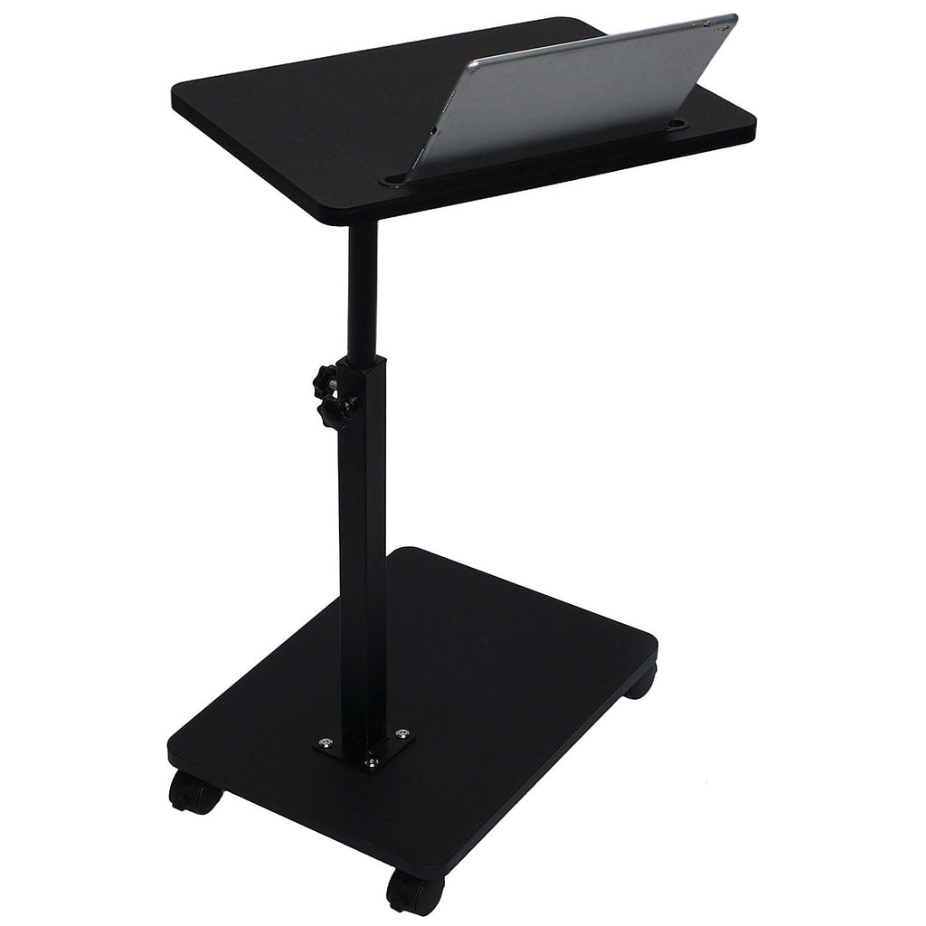 Adjustable Roller Movable Wood Table With Groove For Ipad F360 Rotating Tabletop Mobile Stand Home Office Tray Standing Rolling