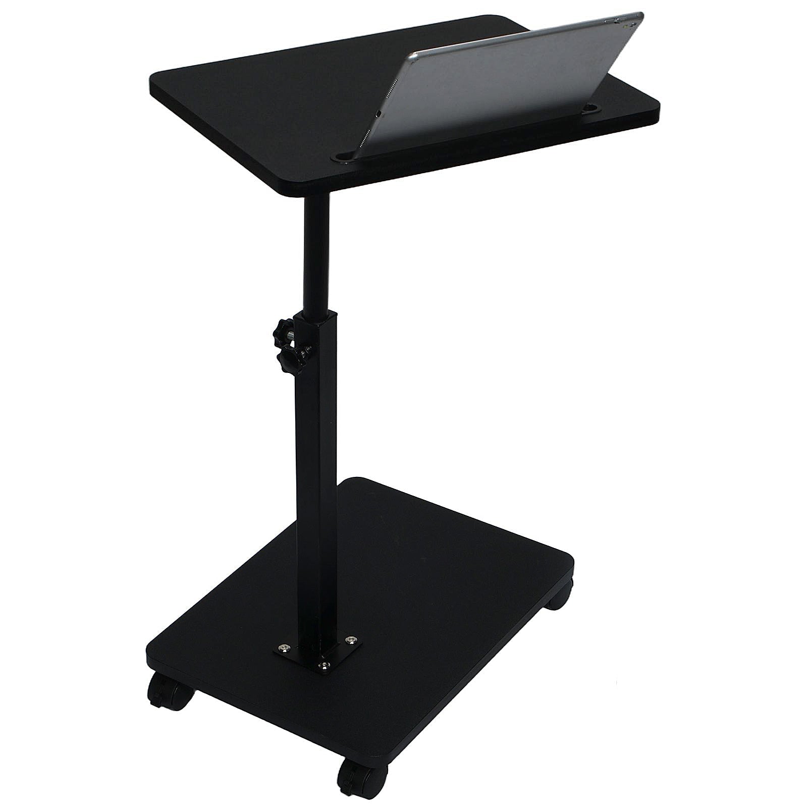 Adjustable Roller Movable Wood Table With Groove For Ipad F360 Rotating Tabletop Mobile Stand Home Office Tray Standing Rolling