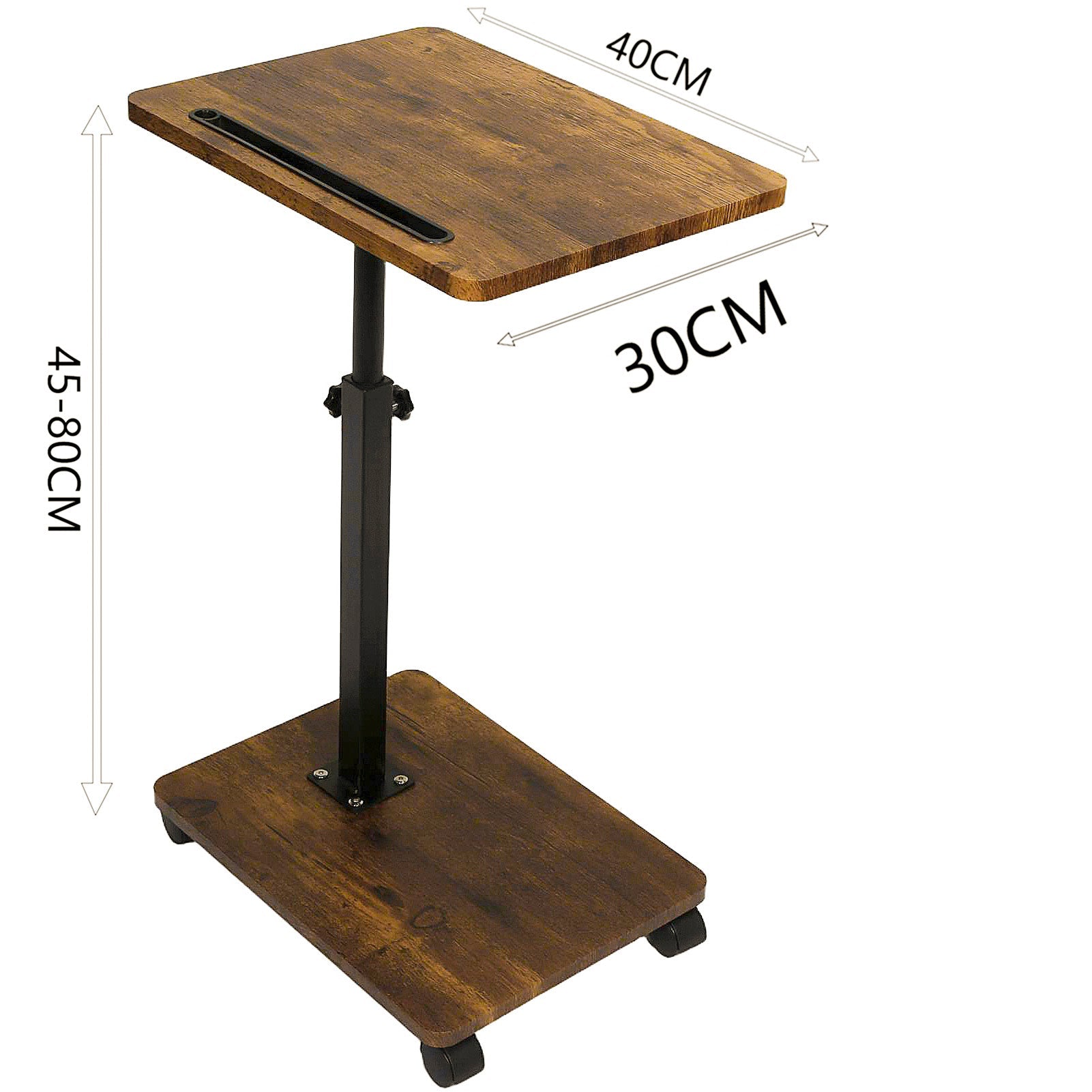Adjustable Roller Movable Wood Table With Groove For Ipad F360 Rotating Tabletop Mobile Stand Home Office Tray Standing Rolling