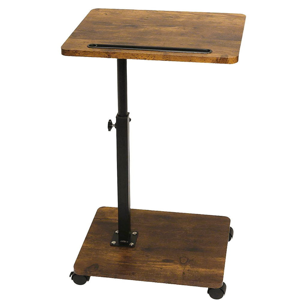 Adjustable Roller Movable Wood Table With Groove For Ipad F360 Rotating Tabletop Mobile Stand Home Office Tray Standing Rolling