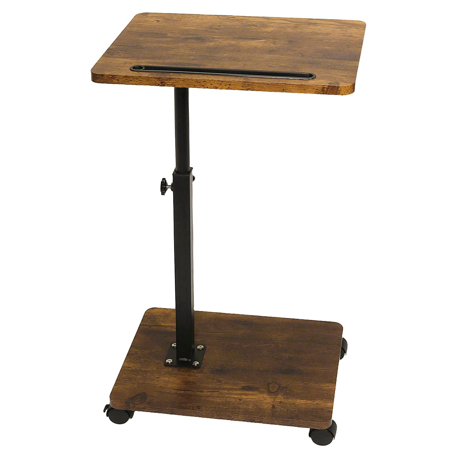 Adjustable Roller Movable Wood Table With Groove For Ipad F360 Rotating Tabletop Mobile Stand Home Office Tray Standing Rolling