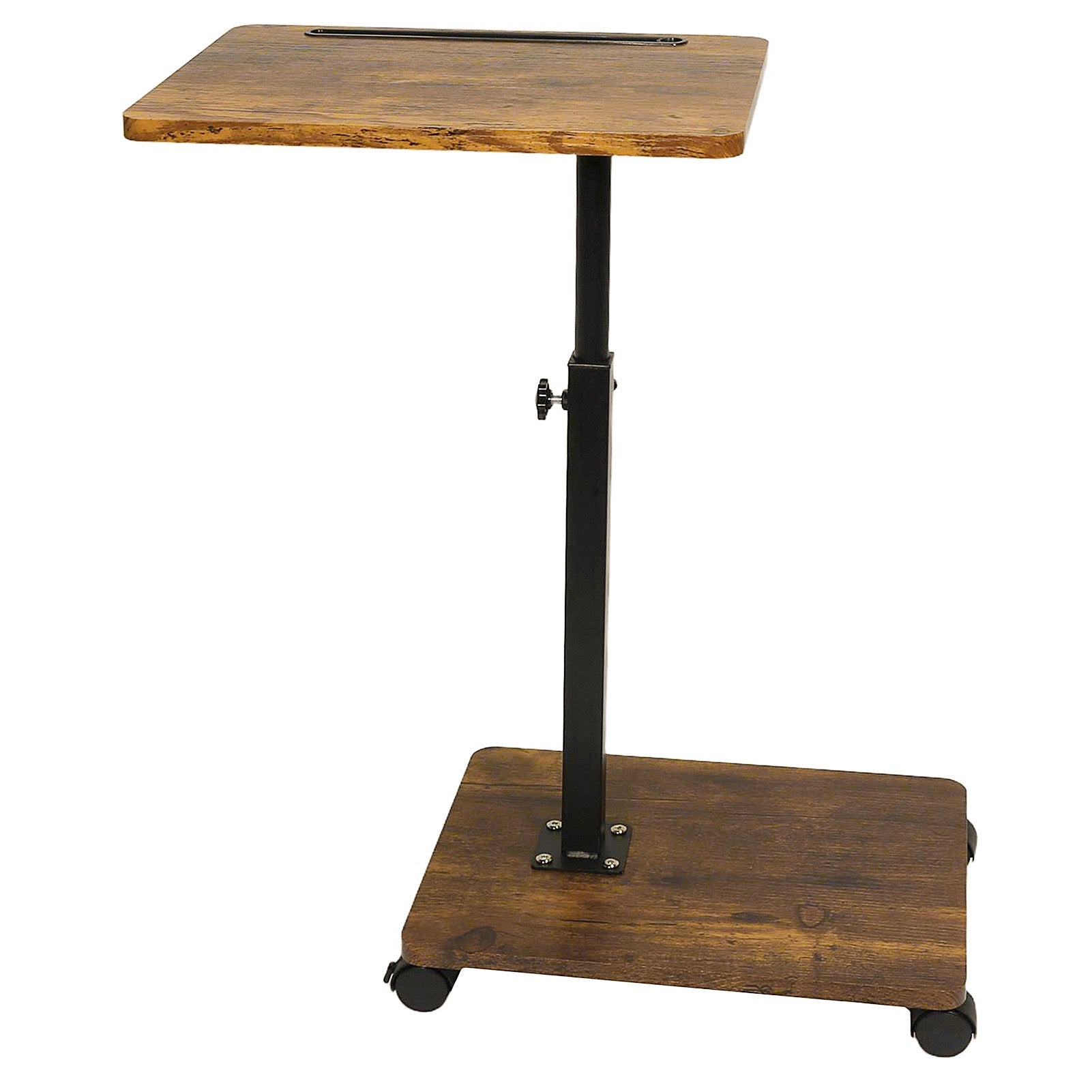 Adjustable Roller Movable Wood Table With Groove For Ipad F360 Rotating Tabletop Mobile Stand Home Office Tray Standing Rolling