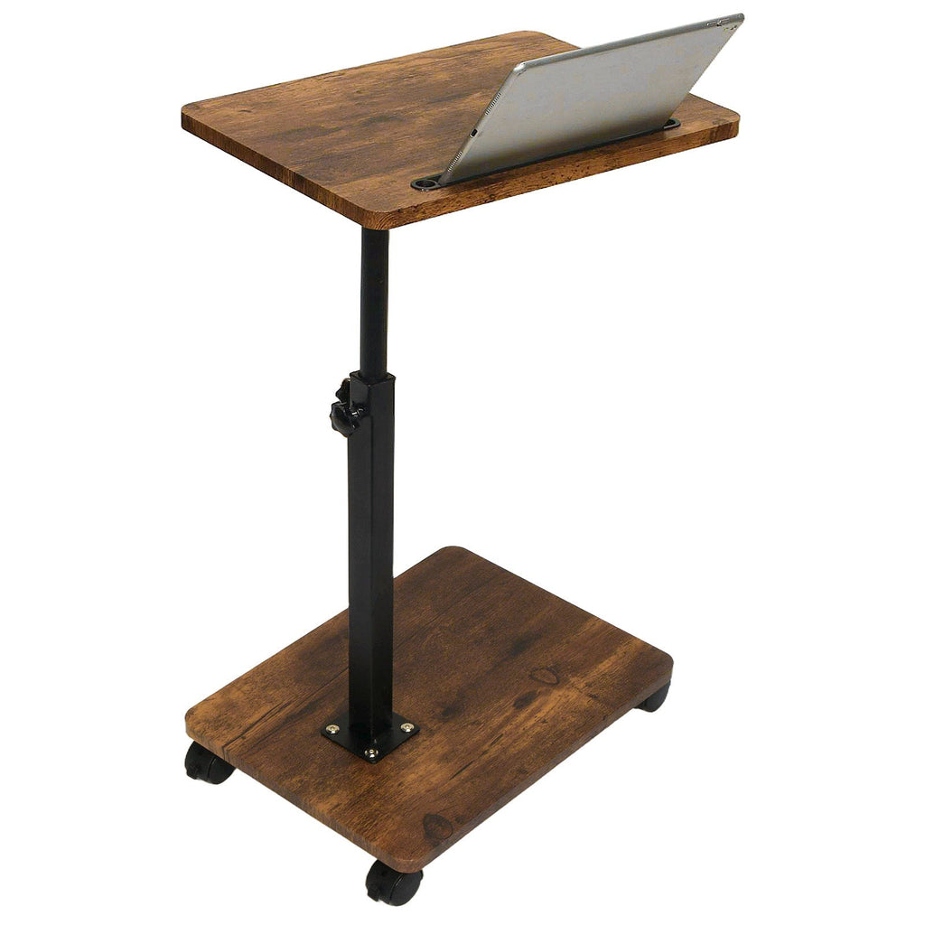 Adjustable Roller Movable Wood Table With Groove For Ipad F360 Rotating Tabletop Mobile Stand Home Office Tray Standing Rolling