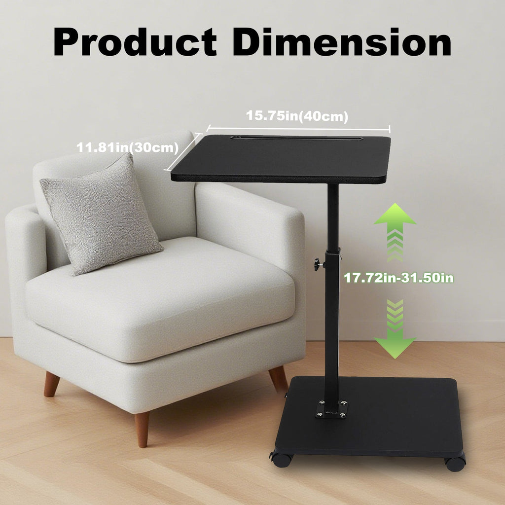 Adjustable Roller Movable Wood Table With Groove For Ipad F360 Rotating Tabletop Mobile Stand Home Office Tray Standing Rolling
