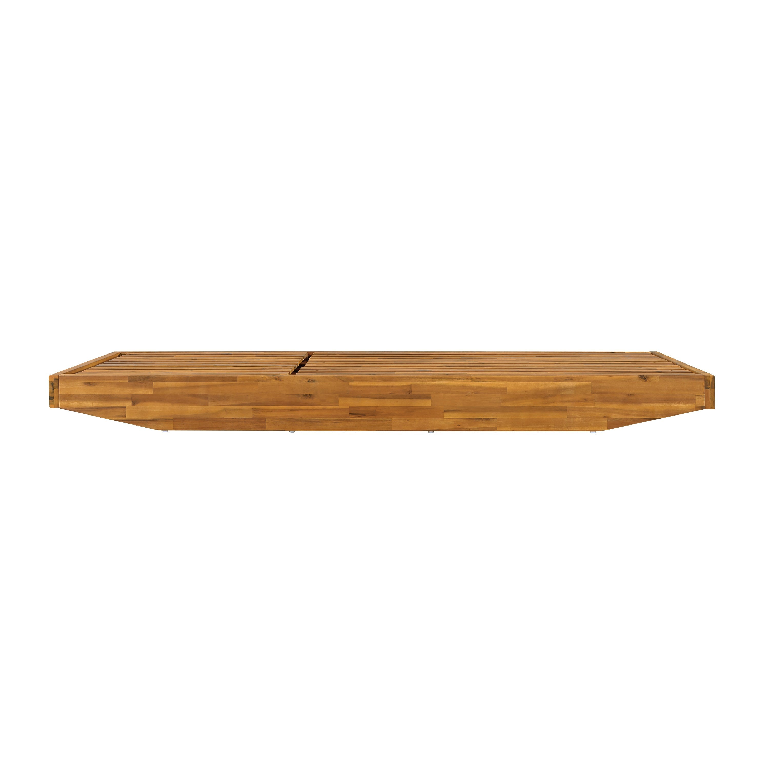 Acacia Wood Chaise Lounge with Cushion - Teak Finish