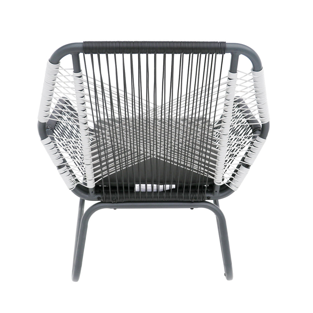 Set of 2 Woven Rattan Outdoor Club Chairs with Cushions