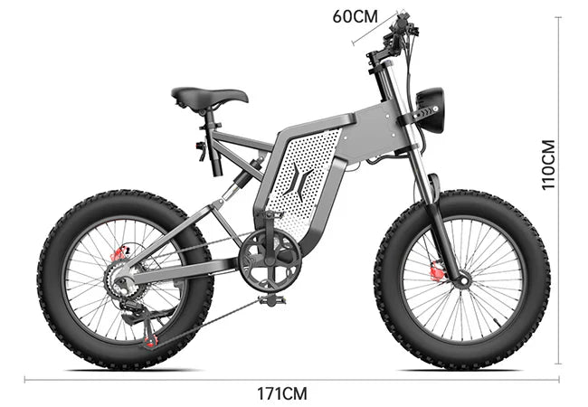 EKX X20 Electric Bike Mountain Moped Ebike 20 Inch Fat Tire 2000W 48V 35AH