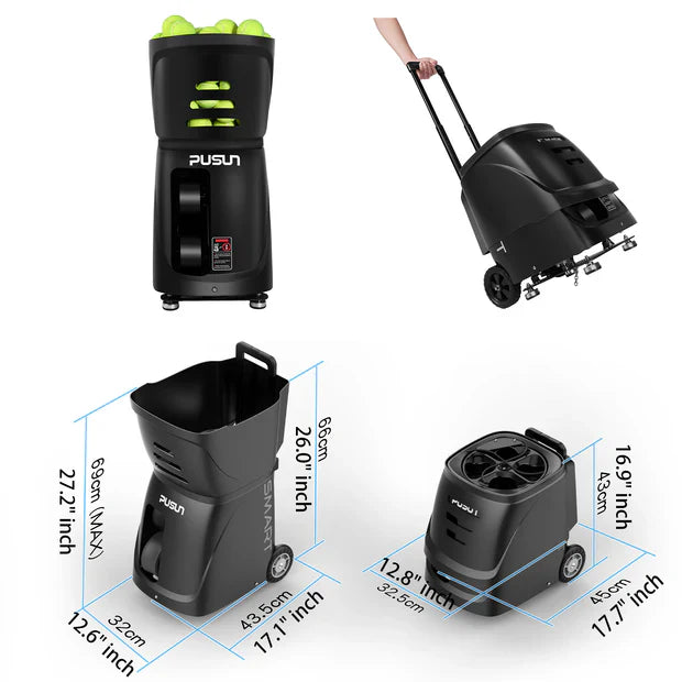 PUSUN Smart Tennis Ball Machine With AI Smart Drills & Triple Control