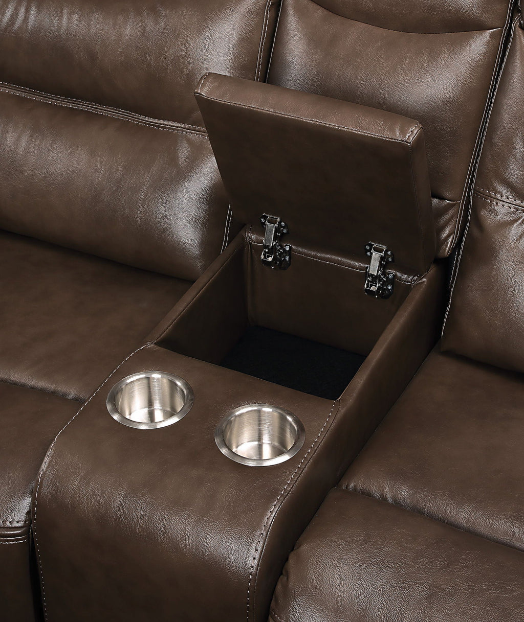 Aashi Leather Gel Match Recliner Loveseat - Brown