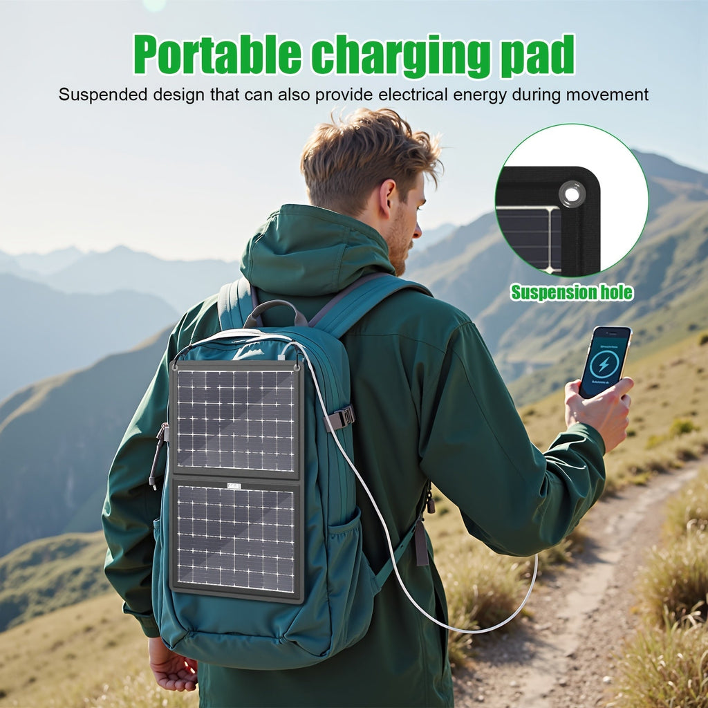 30W Portable Solar Charger with Solar Panel & USB- Charging - 2-in-1 Folding Panel, Compatible for Smartphones/Tablets/Action Cameras, Compact & Lightweight for Outdoor, Camping, Travel, RV, - Charging Station