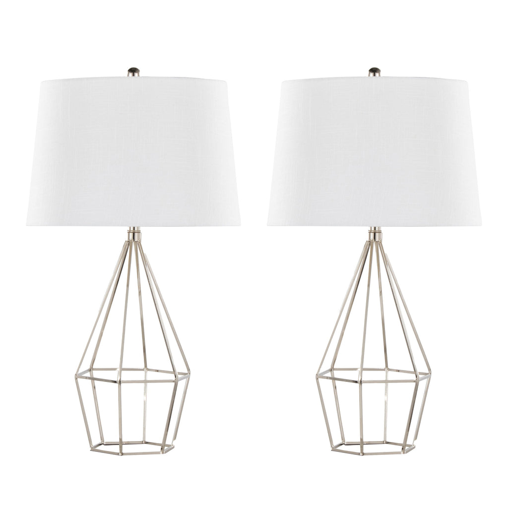 Diana 29" Contemporary Metal Table Lamp Set in Polished Nickel