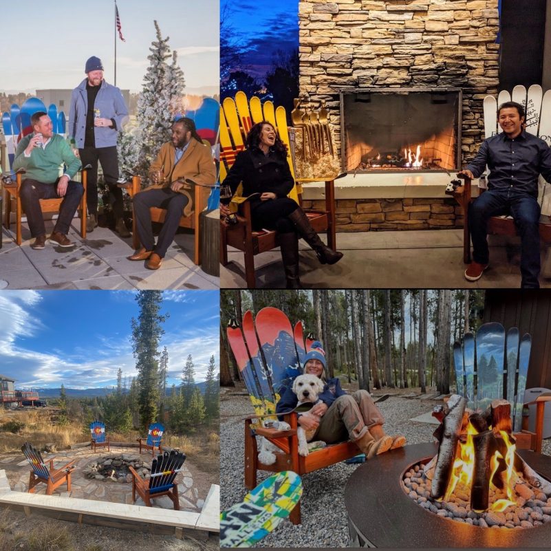Colorado Ski Furniture Burnt Orange Sunset Mystic Mountains Mural Adirondack Ski Chair
