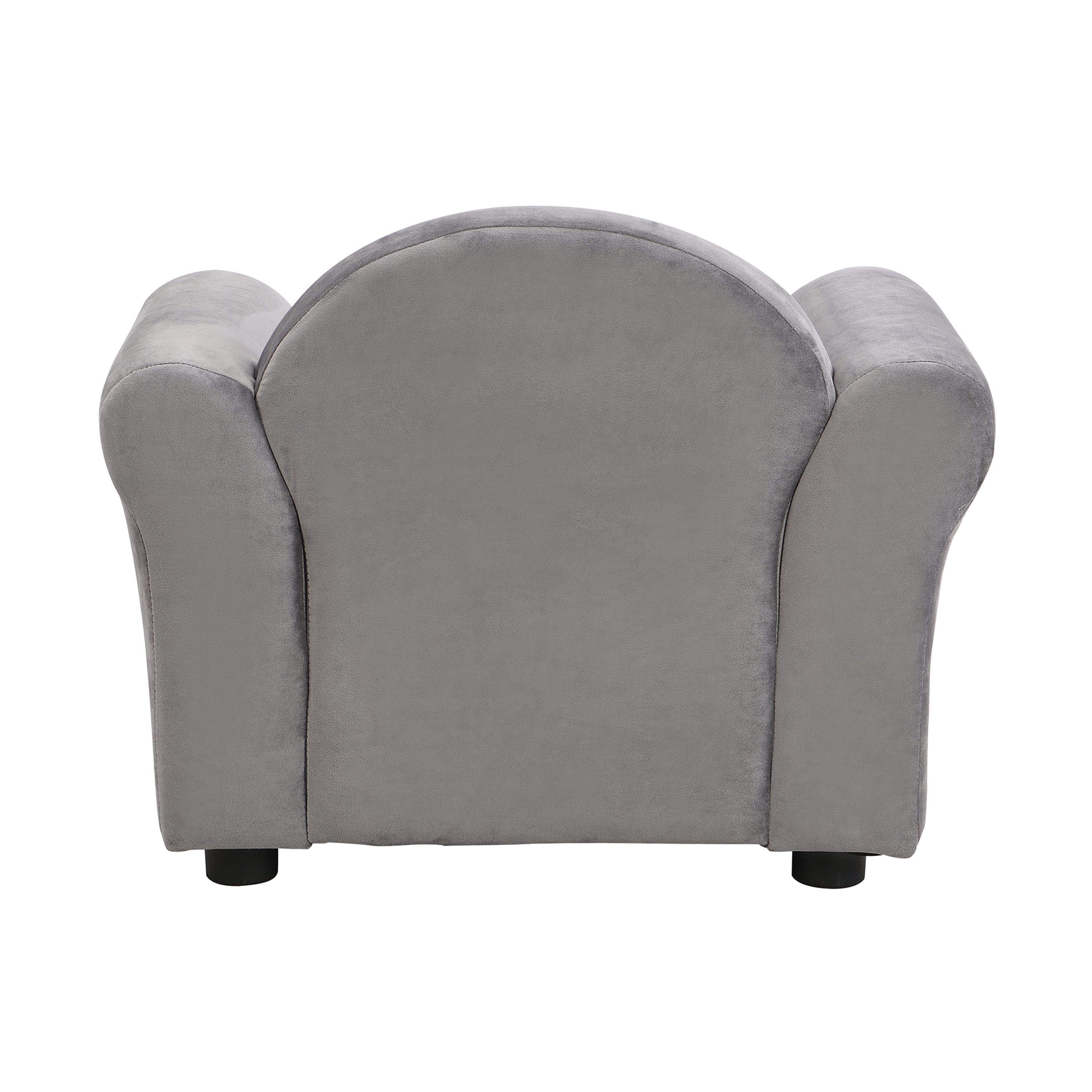 Kids Gray Velvet Upholstered Chair with Ottoman