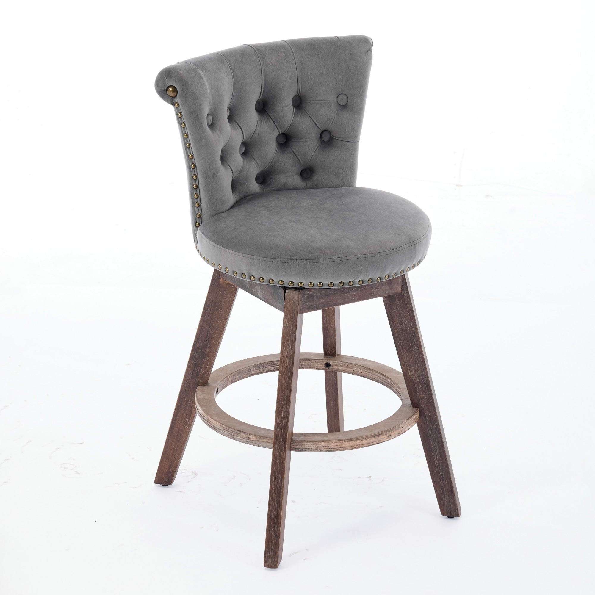 26" Counter Height Bar Stools Set of 2 with 360° Swivel and Velvet Upholstery