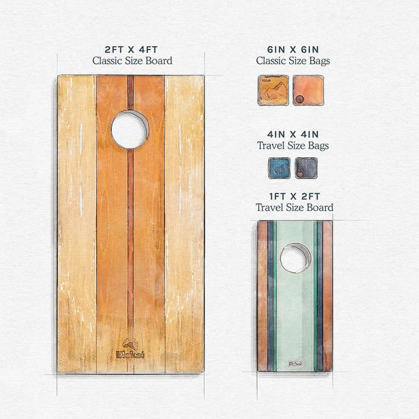 Elakai 1ft x 2ft River Epoxy Resin With Live Edge Acacia Pathfinder Art Cornhole Board Set